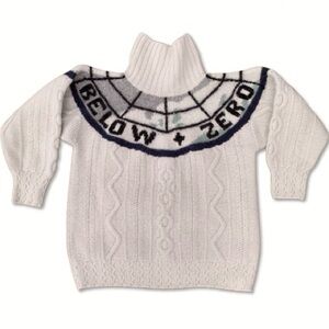 Vintage Roberta Frost Hand Cable Knit Mock Neck Virgin Wool Novelty Sweater